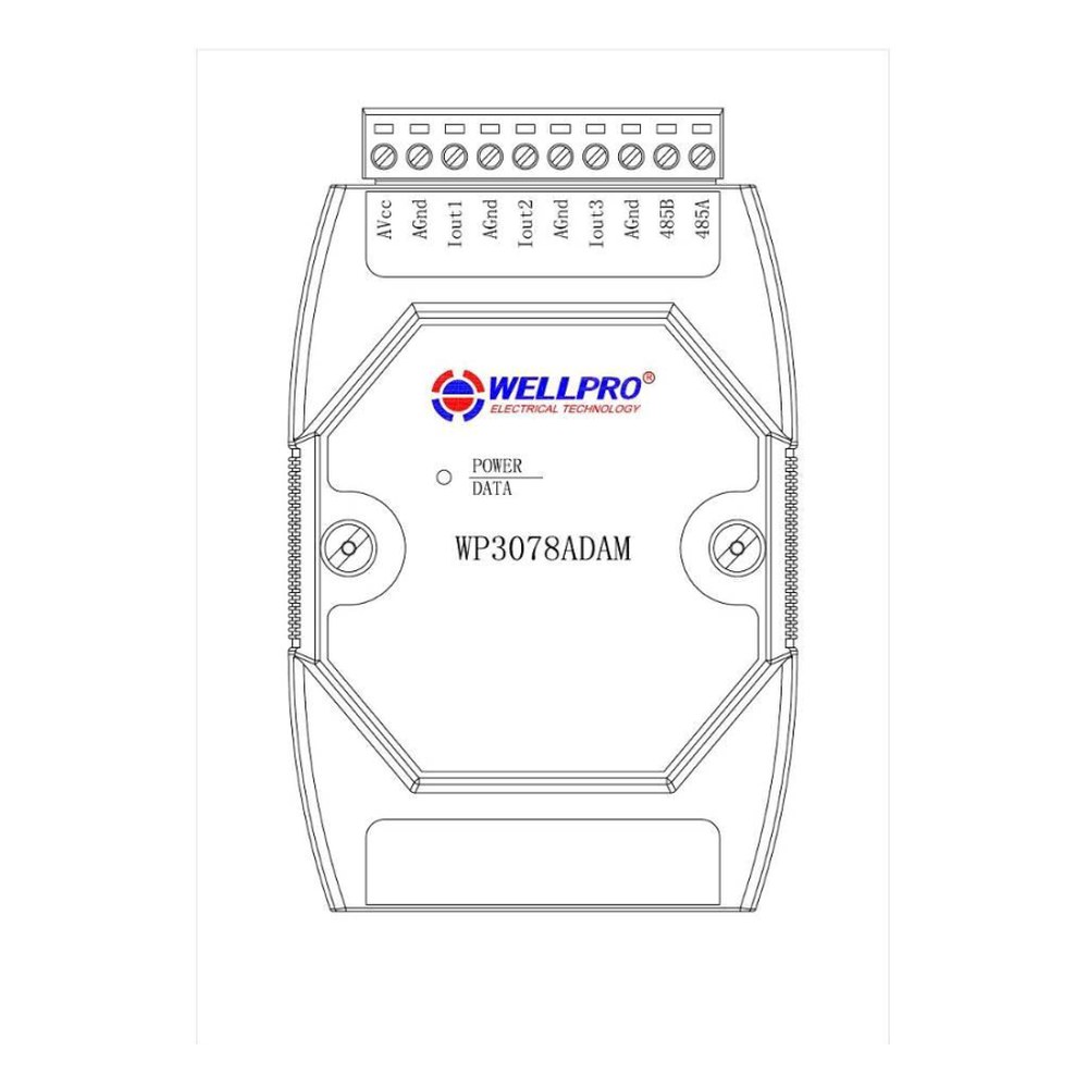 WellPro WP3078ADAM ตำแหน่งขั้วต่อ เอาต์พุต 4-20mA 3 ช่อง